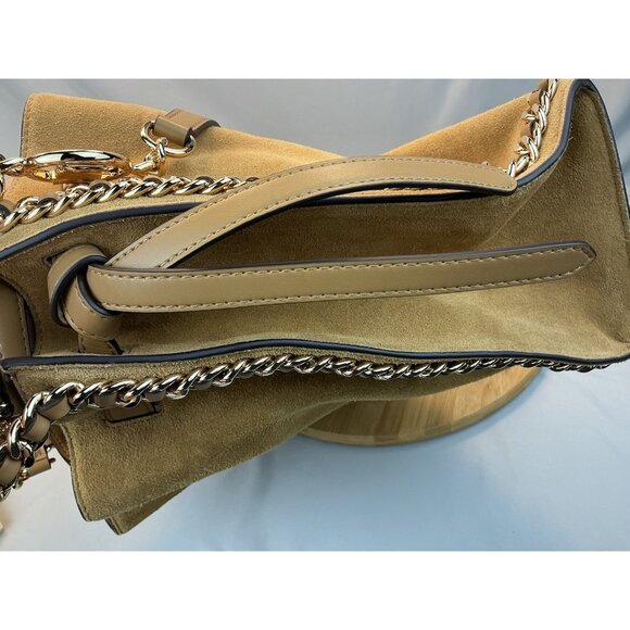 Michael Kors Mina Large Suede Chain Shoulder Bag Color Deer - Picture 8 of 10